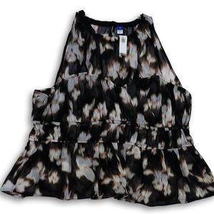 NWT Women’s Old Navy Black/White/Brown Floral Sleeveless Blouse Too Size 3X